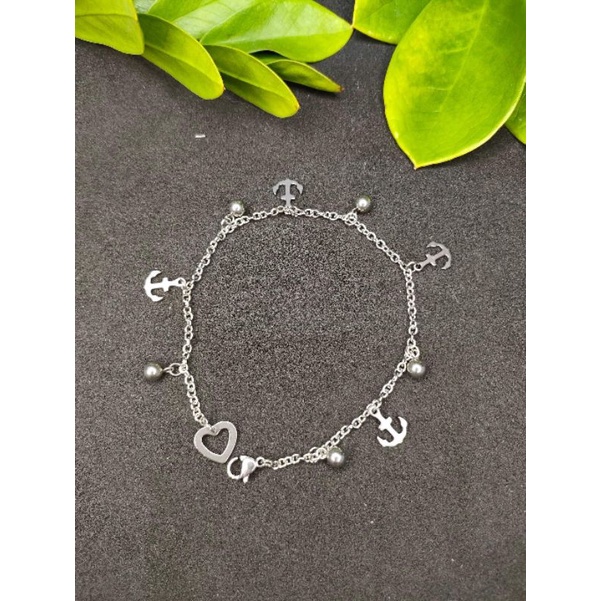 Gelang tangan Titanium silver anti karat