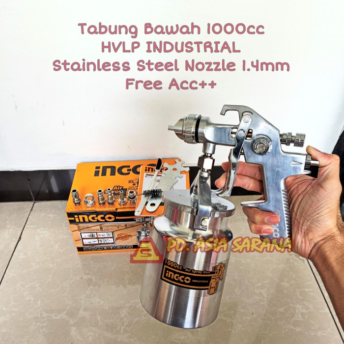 Air Spray Gun 1000ml INGCO ASG2101 Tabung Bawah HVLP Cat Profesional