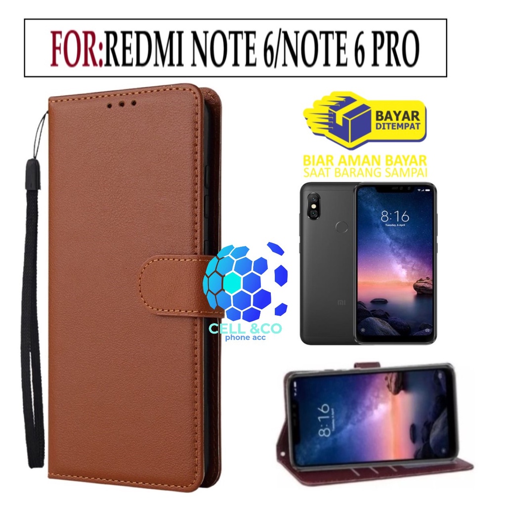 FLIP COVER XIAOMI REDMI NOTE 6/NOTE 6 PRO LEATHER WALLET PREMIUM FLIP CASE BUKA TUTUP KESING HP CASING FLIP CASE WALLET XIAOMI REDMI NOTE 6/NOTE 6 PRO