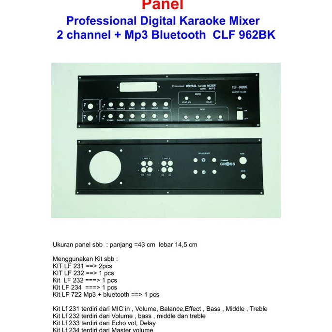 Panel Power Digital Karaoke 2 channel plus Mp3 CLF 962BK ,.