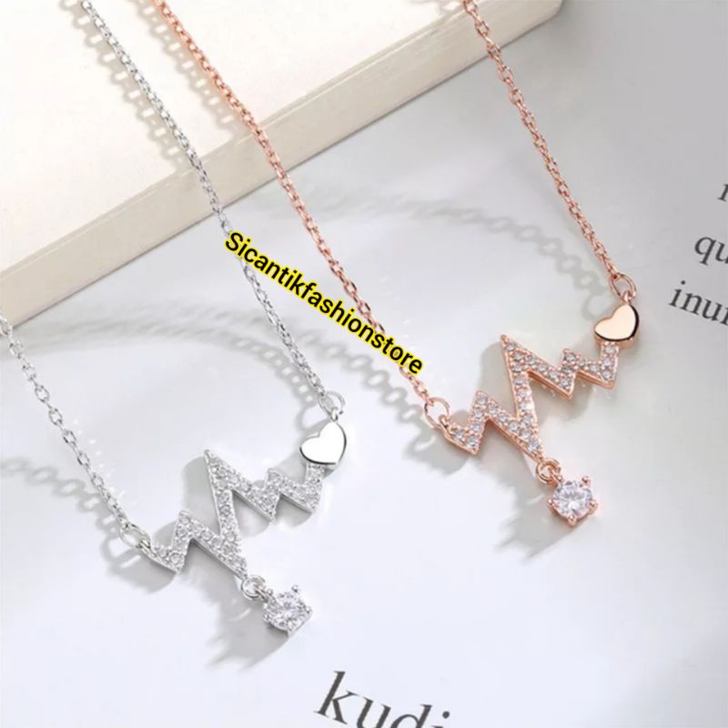 KALUNG TITANIUM WANITA LIONTIN DENYUT ASLI TITANIUM TRENDING ANTI KARAT SELAMANYA KALUNG TITANIUM FASHION STYLE WANITA KOREA PERHIASAN WANITA LAPIS EMAS PUTIH 925 ANTI KARAT SELAMANYA