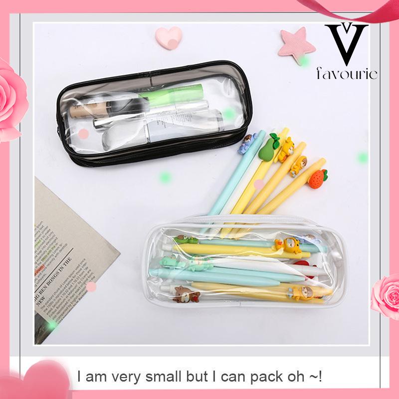 CODDecompression Primary Middle School Students Competition Rotating Pen Can Write Student Rotating PenTransparent PVC Student Stationery Zipper Pen Bag Travel Portable Toiletry Makeup Storage Bag-FA