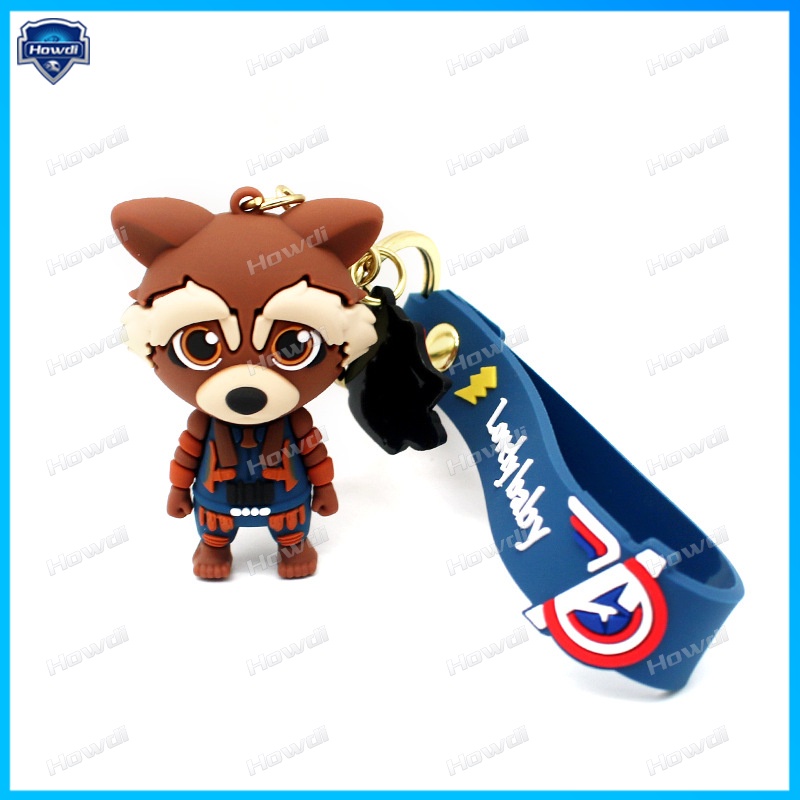 Gantungan Kunci Avenger Alliance Groot Tree Man Raccoon Keychain Animasi Liontin Gantungan Kunci Mobil