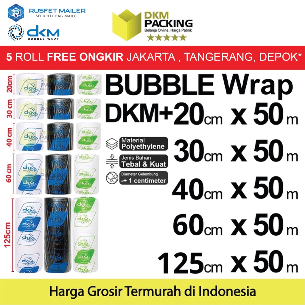 

Plastik Bubble Wrap 50 Meter Bubblewrap DKM PLUS Bubblewrap ROLL