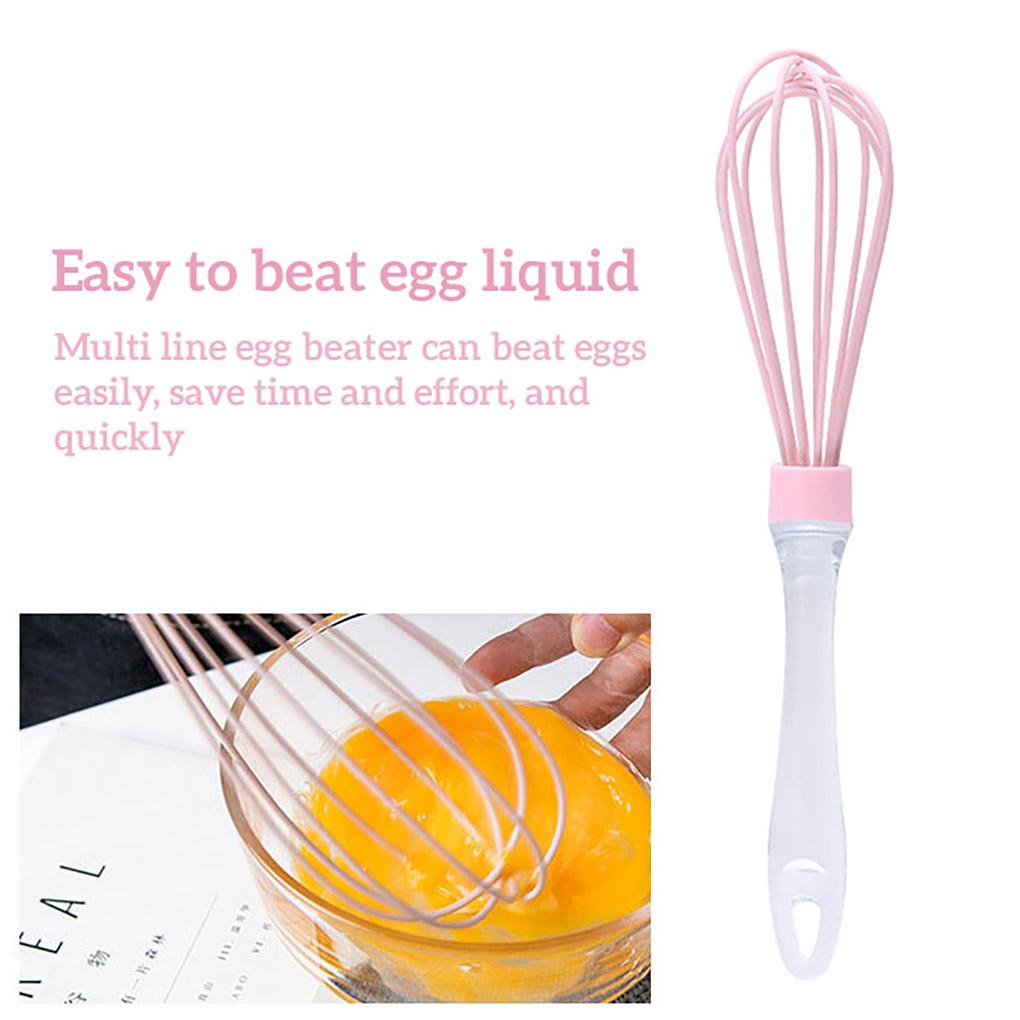 Pengocok Telur Silicone Whisk Cream Mixer Manual Blender Milk Frother Alat Dapur Baking Pink