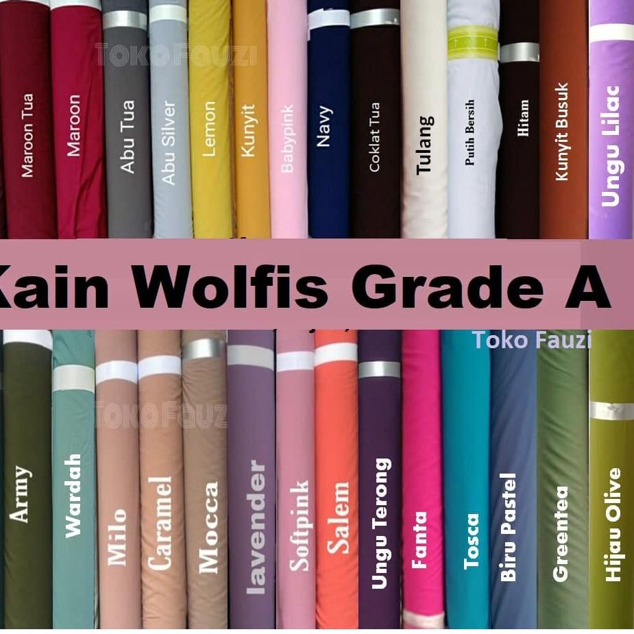 ✽Laris [1meter] Kain Wolfis Grade A Meteran bahan baju gamis kurung pemda kerudung polos premium 69 