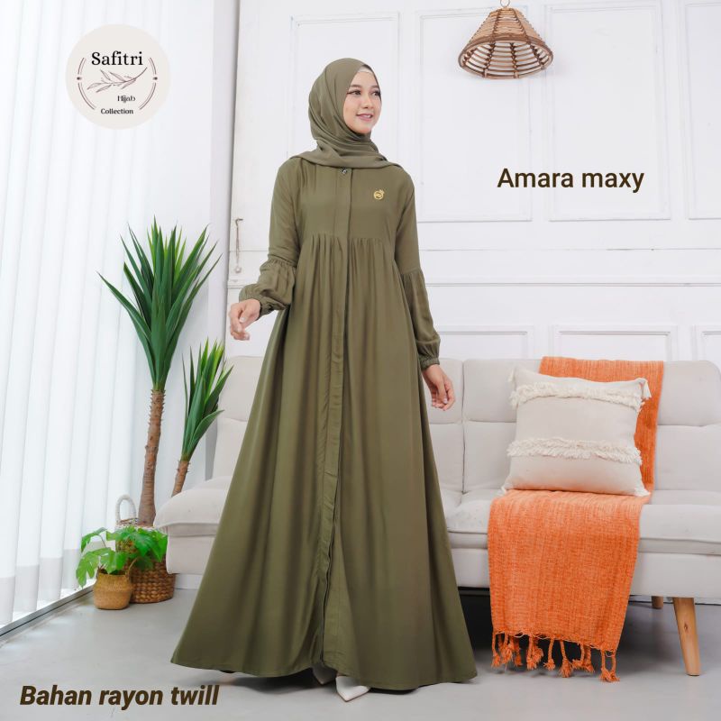 AMARA MAXY (NON-RAMPEL) gamis putih kekinian umroh thawaf manasik haji bahan Rayon Twill free bross by Safitri Fashion