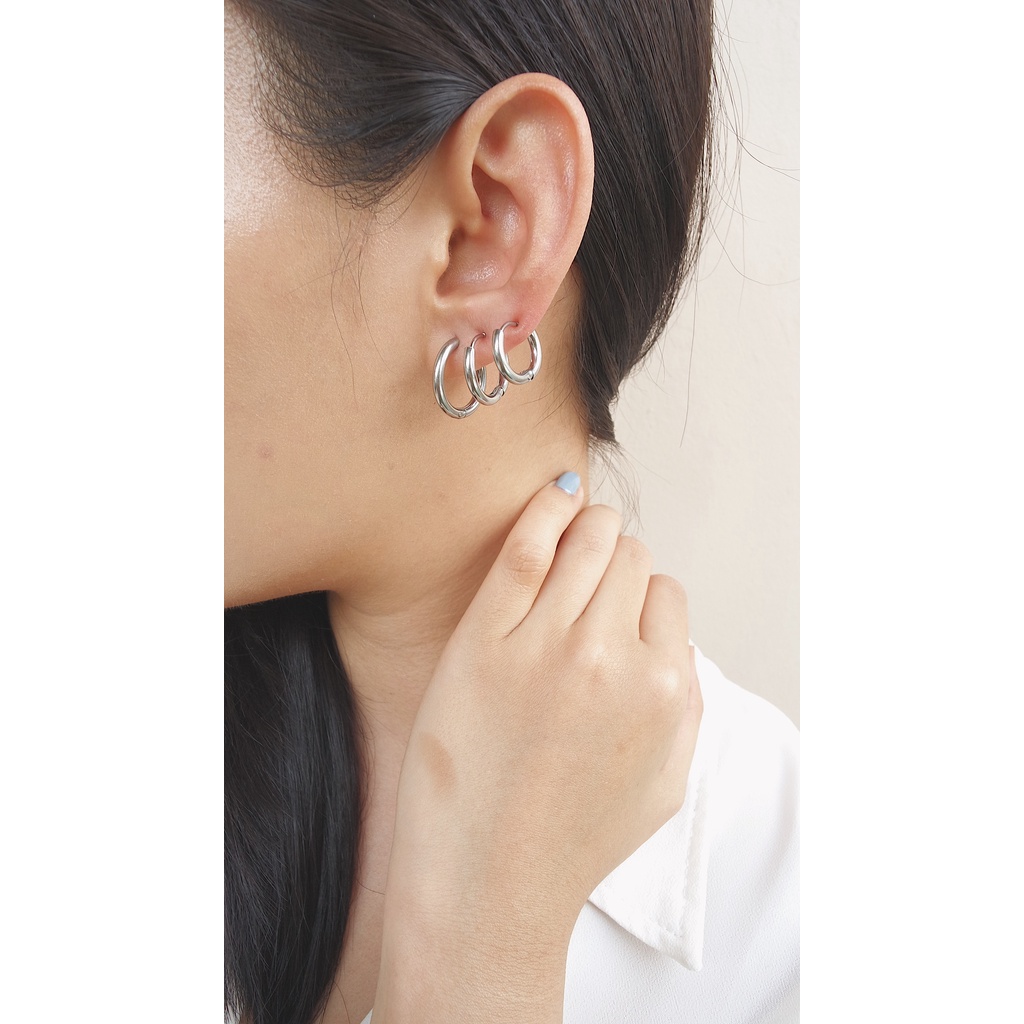 (ANTI KARAT) BAILEY EARRINGS / HOOPS/ HUGGIES EARRINGS - STAINLESS STEEL (SEPASANG)