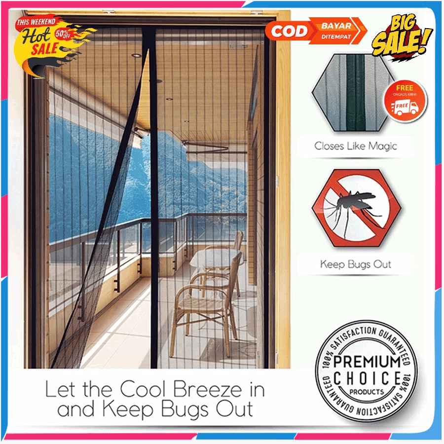 Kelambu pintu anti nyamuk magnet/slambu klambu pintu warna polos ukuran 100 x 210 cm/tirai magnet ka