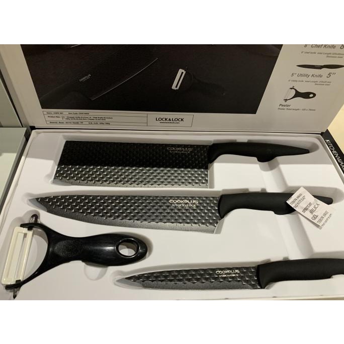 Sale Pisau Lock N Lock Knife Set Isi 4 Diamond Black/Pisau Dapur Locknlock Termurah