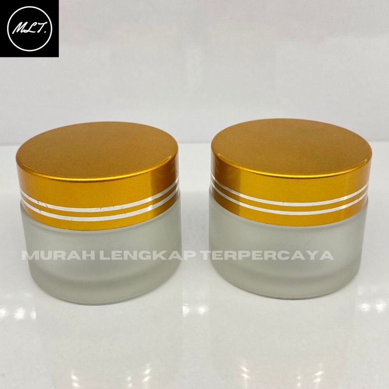 POT CREAM KACA 15 GRAM FROSTED GLASS JAR 15GR GOLD POT KACA 15 GR