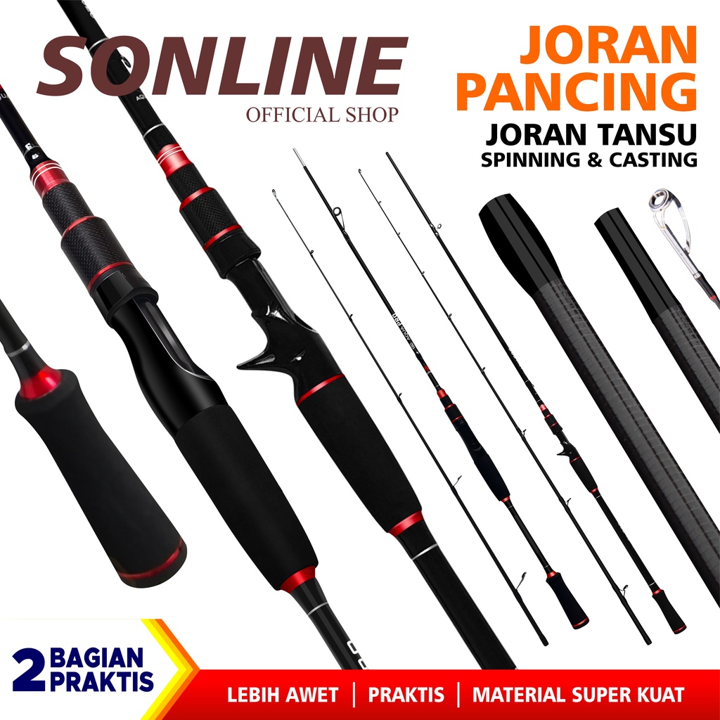 SONLINE Joran Pancing  Ultralight Super Premium 1.65m s/d 2.70m Fishing Rod Carbon Fiber Joran Pancing Spinning &amp; Casting Fishing Pole 2 Section Tansu