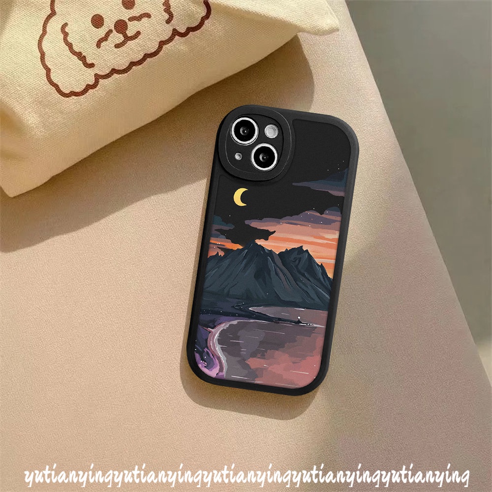 IPHONE Casing Hp Kompatibel Untuk Iphone7 8 6 6s Plus 11 Pro Max13 12 14 Pro Max14 Plus XR X XS MAX SE 2020 Pemandangan Matahari Terbenam Soft TPU Snow Mountain Lovers Cover