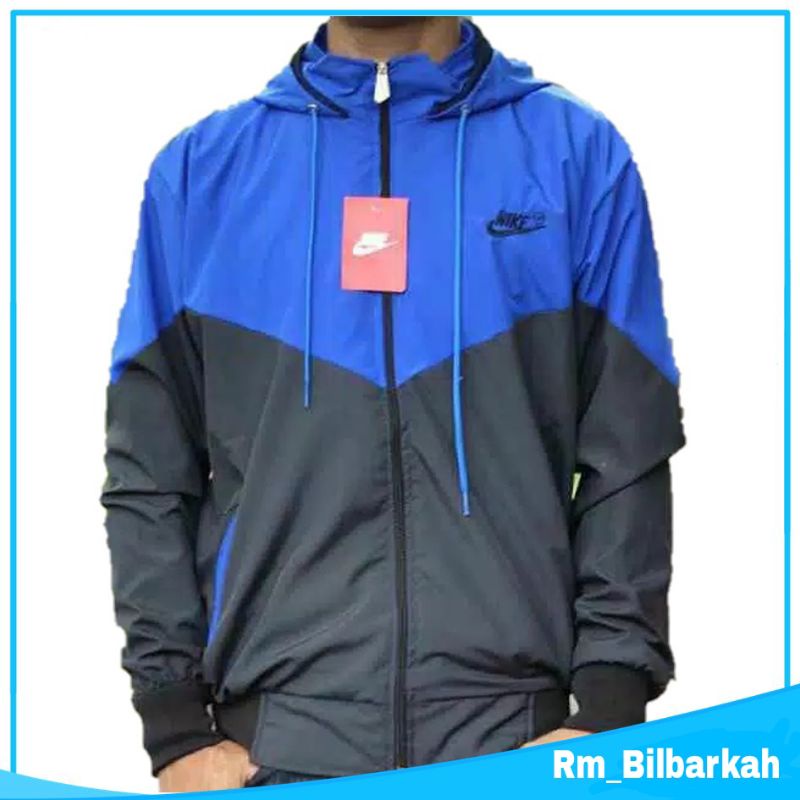 Jaket Parasut Olahraga Nike Kombinasi Abu tua hitam