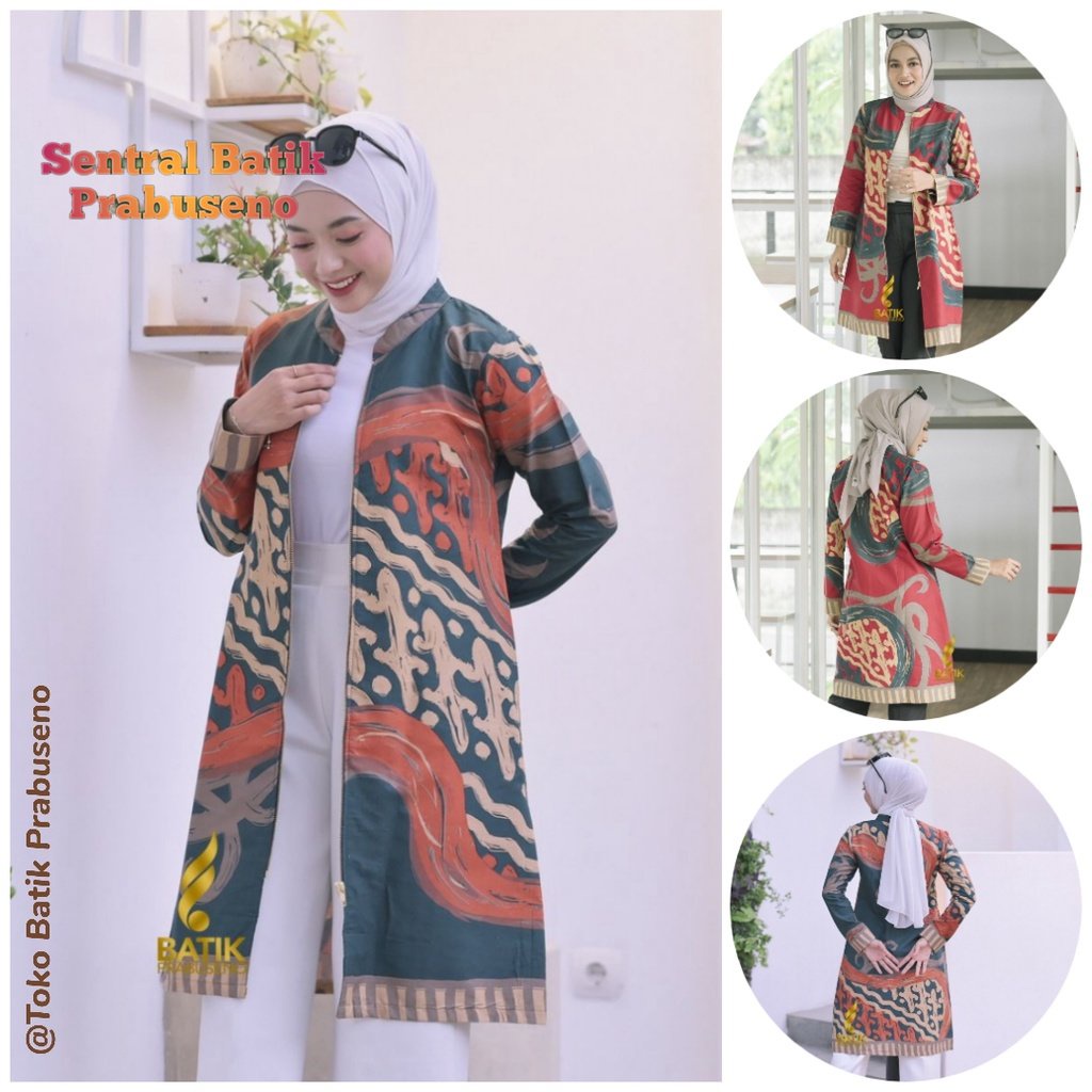 Nesa Atasan Baju Batik Wanita Lengan Panjang Ori Original Prabuseno Modern Premium Jumbo Big Size Fu