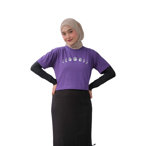 KALILA - MOON Atasan Kaos Crop Cotton