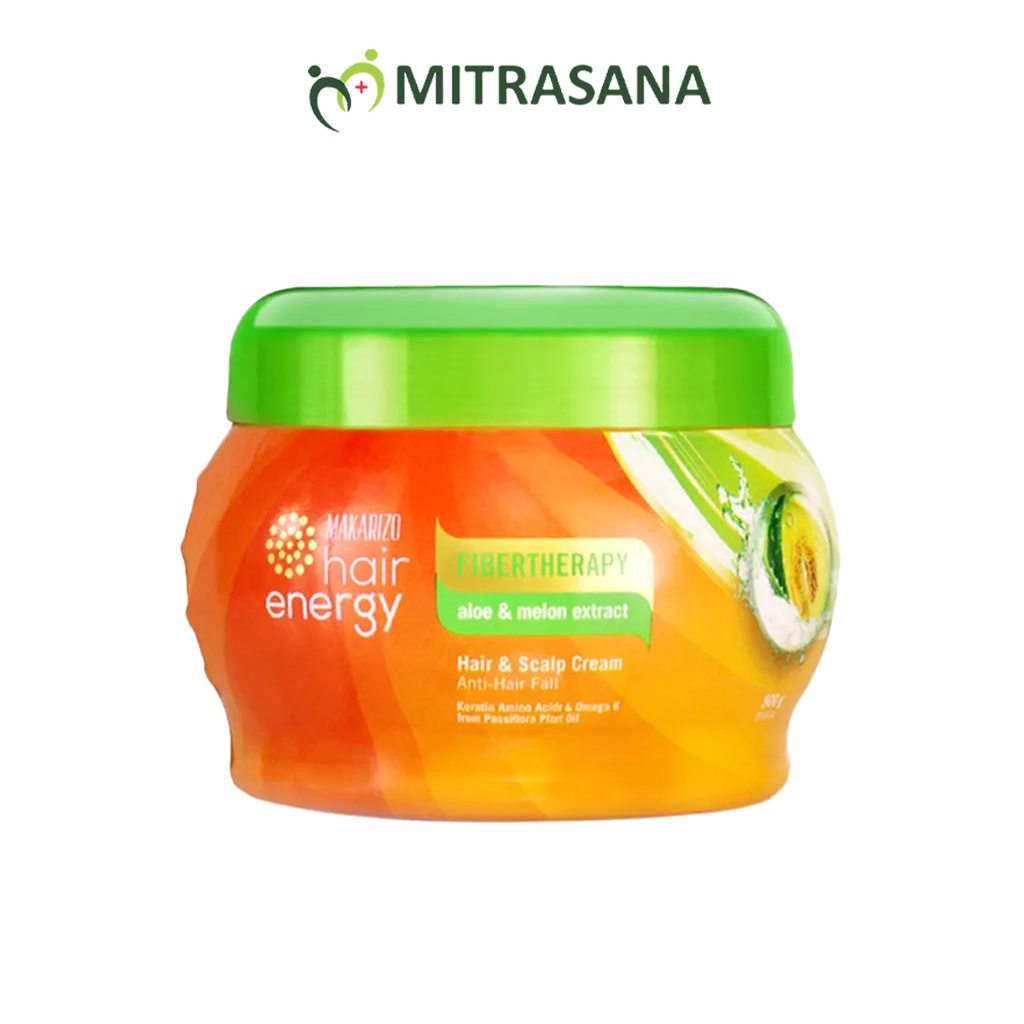 Makarizo Hair Energy Fibertherapy Hair &amp; Scalp Creambath Aloe&amp;Melon 500 mL / Perawatan Rambut Rontok