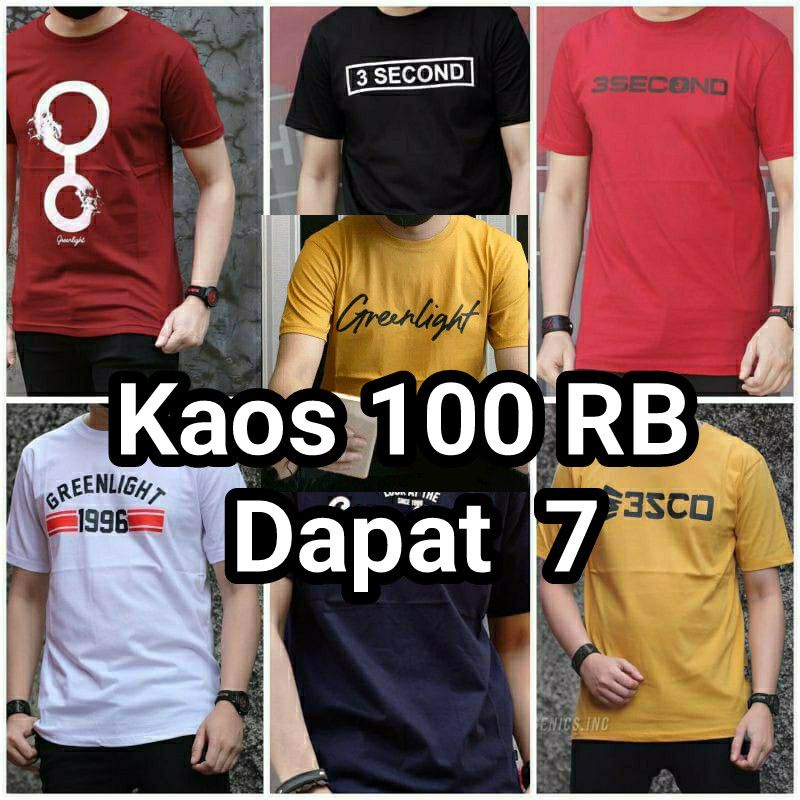 100RB DAPAT 7 pcs Kaos lengan pendek motif dan polos