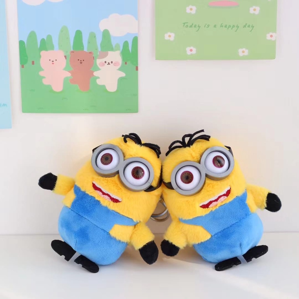 Gantungan kunci boneka minion dekorasi tas bahan plush