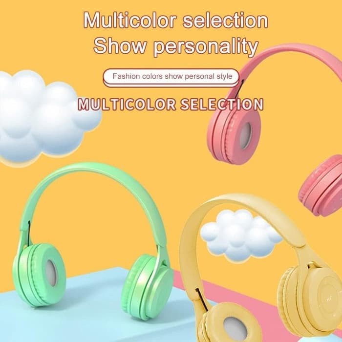 Headphone Extra Bass Wireless Y08 Macaron Bluetooth Headphone