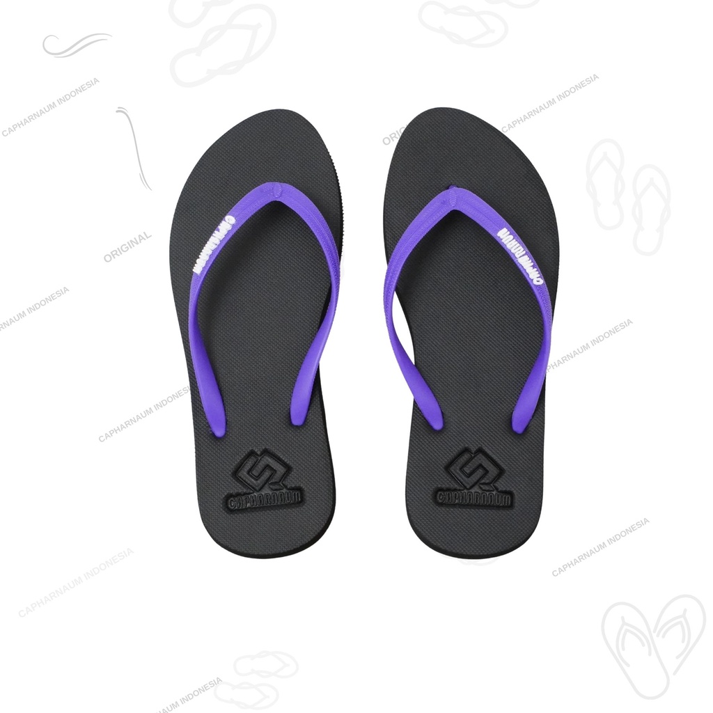 Capharnaum [NICE] Black On Purple Sandal Jepit Wanita Simple Cozy