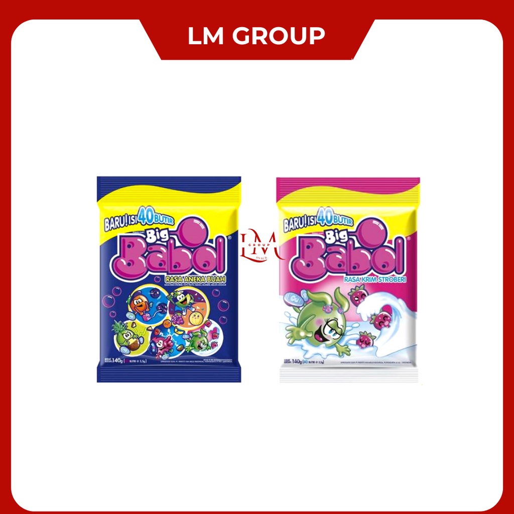 Permen Big Babol Bag Rasa Tutti Frutti/Stroberi/Assorted Isi 40 pcs