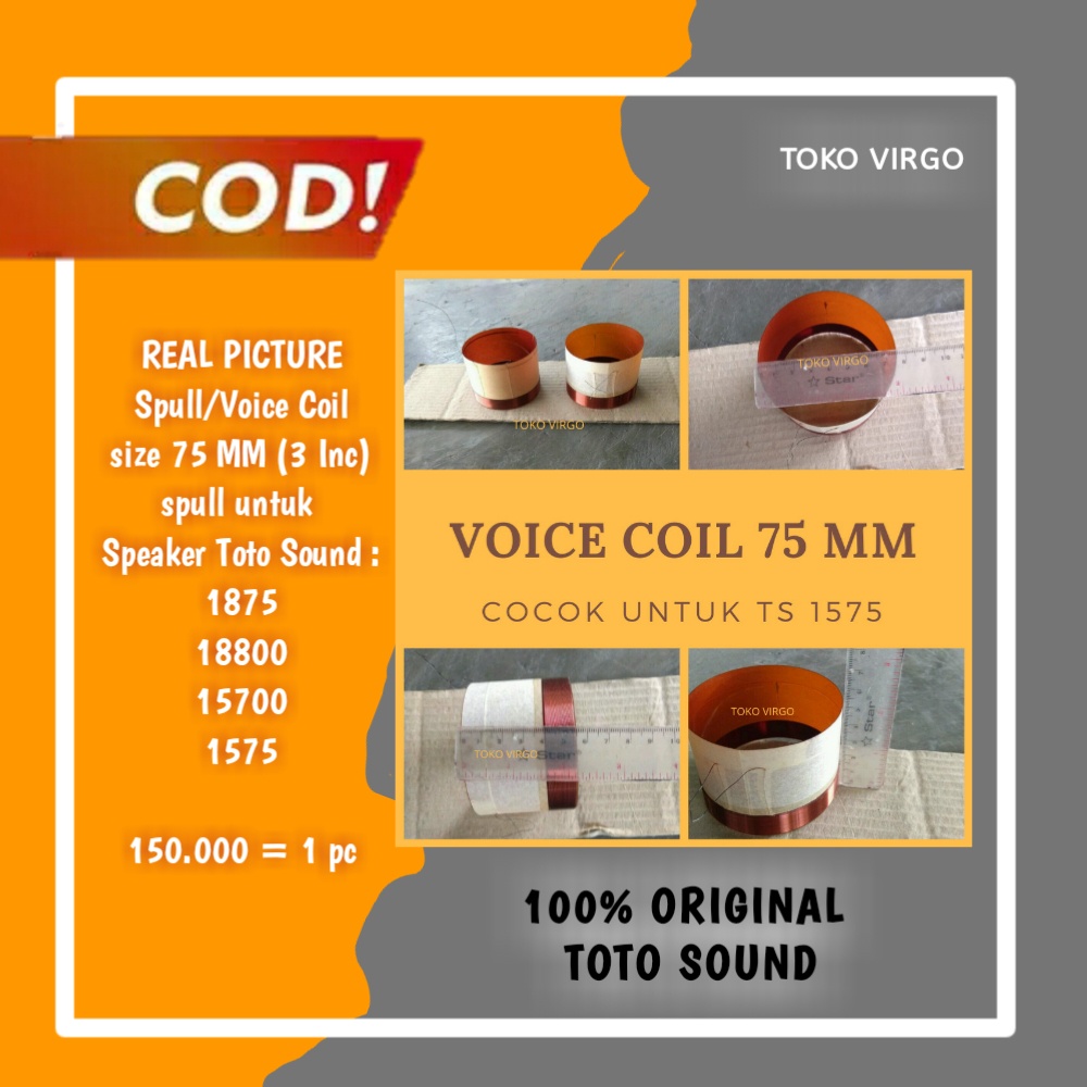 ORIGINAL Voice Coil 3" Sepul 3 Inch Coil 75 MM Koil Toto Sound 1875 100% ASLI TOTO SOUND