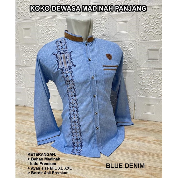 Baju Koko Ayah Tangan Panjang Bordir dada By Agnina