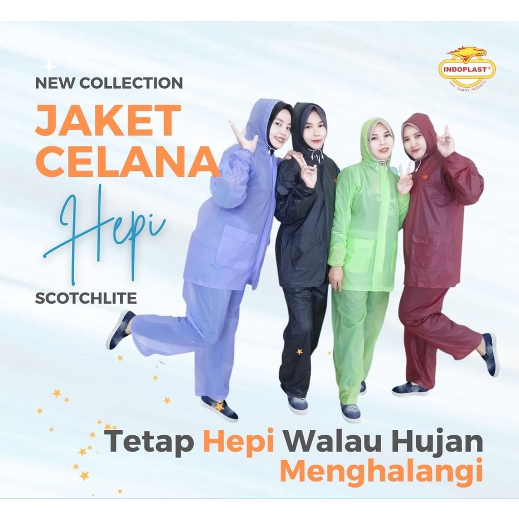 Jas Hujan Setelan JC HEPI Indoplast / Warna Polos Bersih &amp; Elegant