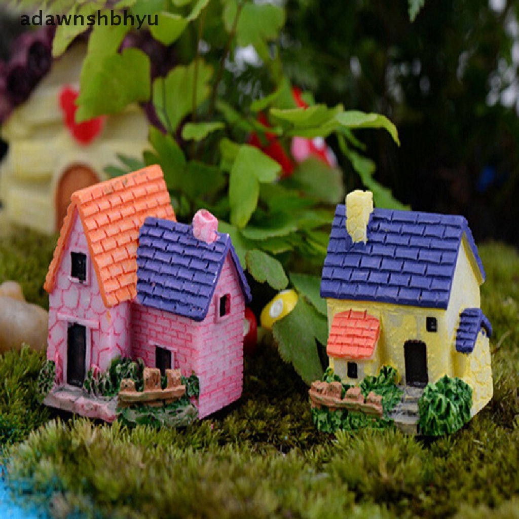 Adawnshbhyu Miniatur Rumah Boneka DIY Rumah villa Woodland fairy Planter Taman Dekorasi Rumah ID