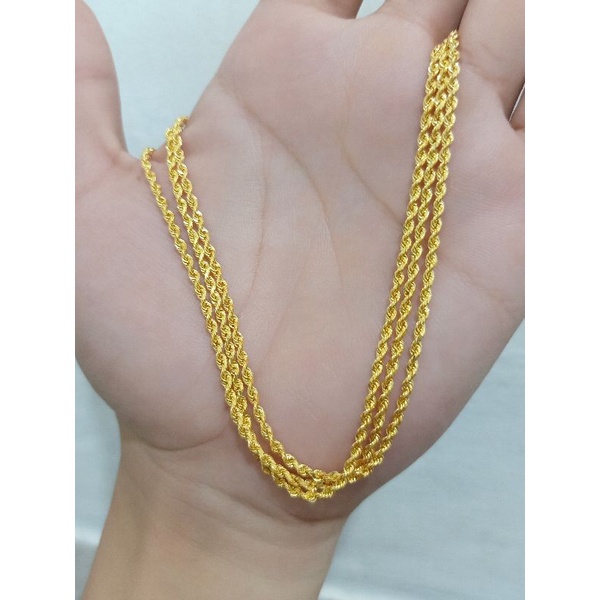 KALUNG TAMBANG ANAK 35 CM PERAK LAPIS MAS ASLI