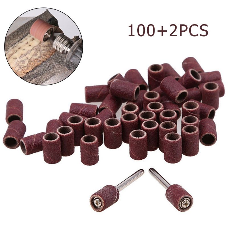 100pcs Amplas Drum Set Refill Amplas Ring Dengan 2pcs Batang Untuk Mini Grinder