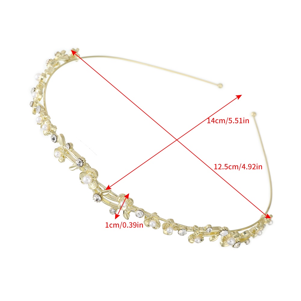 Fashion Alloy Tipis Bando Gadis Sederhana Berlian Imitasi Mutiara Rambut Band Aksesoris Rambut Wanita