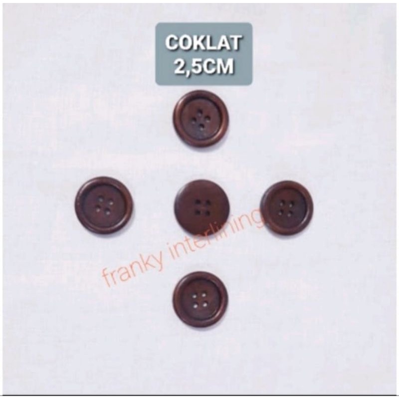 KANCING KAYU LEBAR 2,5CM ( 40L ) BUNGKUS BESAR ISI 500 PCS