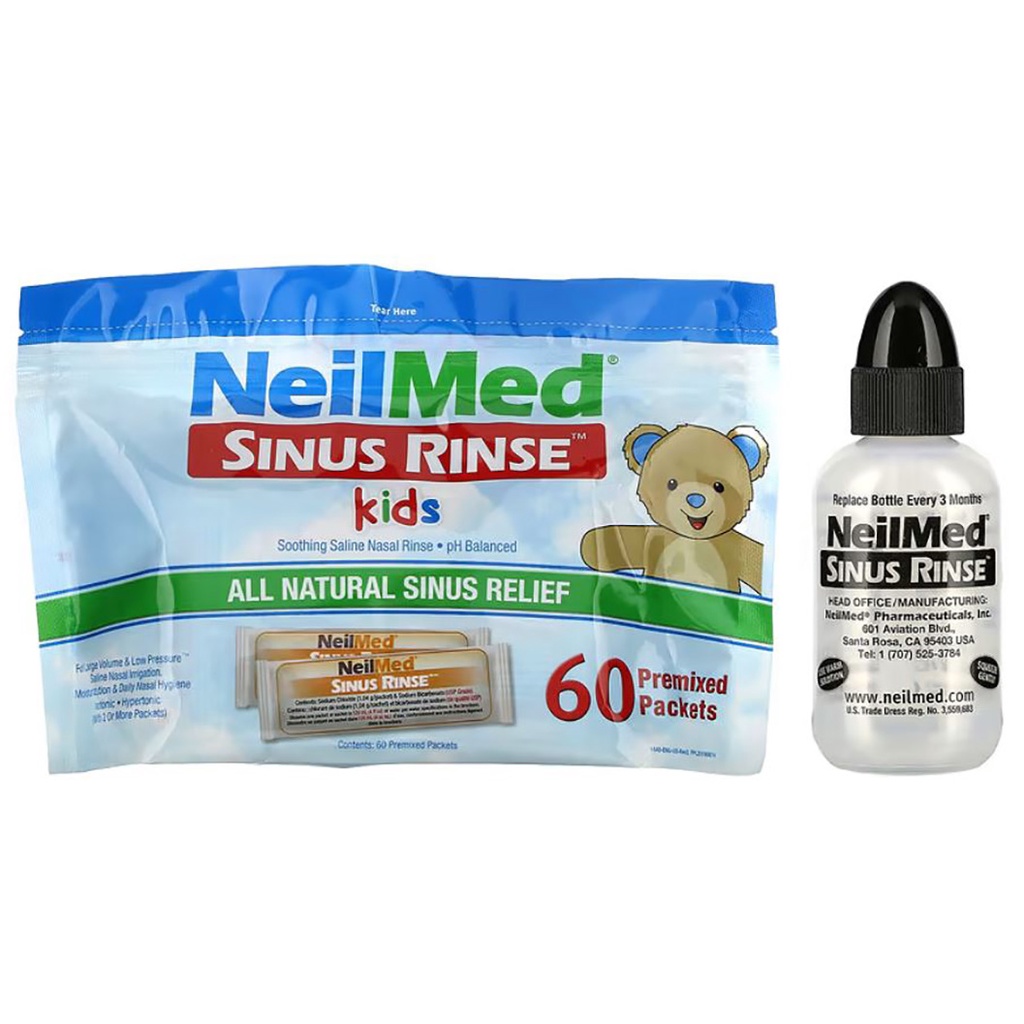 Neilmed Sinus Rinse Kids botol kecil + Prepax 60  Sinusitis Anak  Neilmed Kids Sinusitis Alami