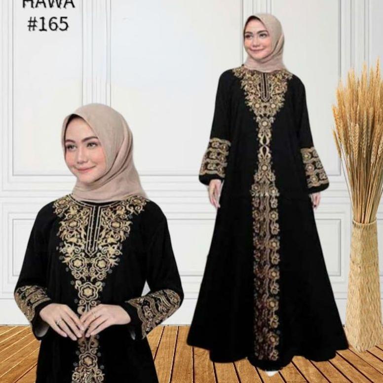 デ Abaya Jumbo Ld 130 Bordir Arab Turkey Bahan Jetblack Hitam Pekat Tidak Melar ⇓