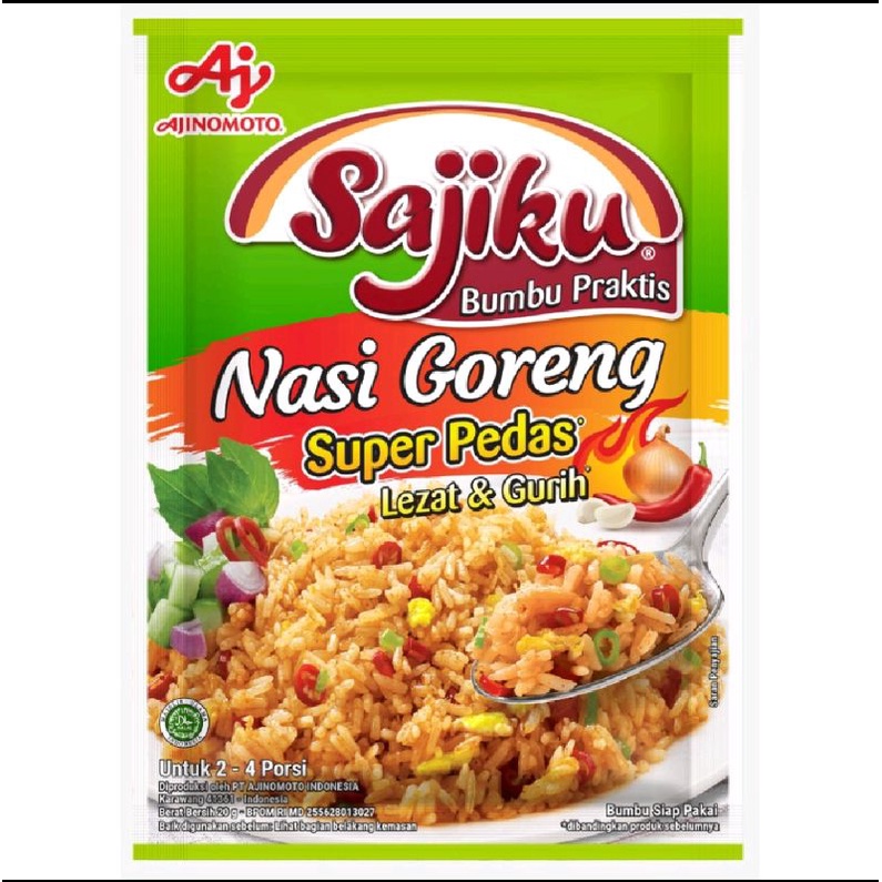 

Nasi Goreng Super Pedas 20g (10 PCS) Sajiku Bumbu Praktis Siap Pakai