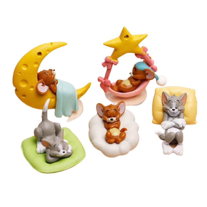 Tom Sleep Figure And Jerry Model Mainan Anak 5PCS Bahan DIY Ornament