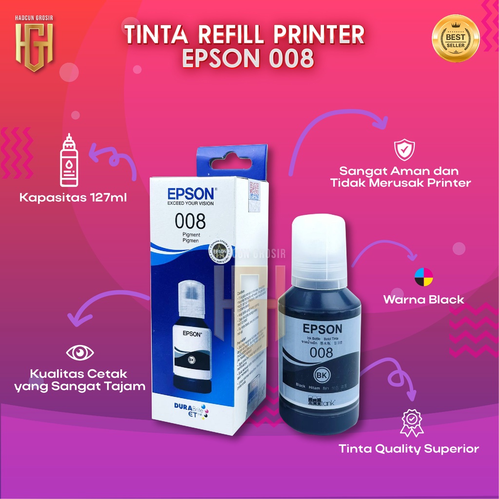 1 SET 4 PCS Tinta Epson 008 Tinta Printer L6550 L6580 L15150 L15160 Premium