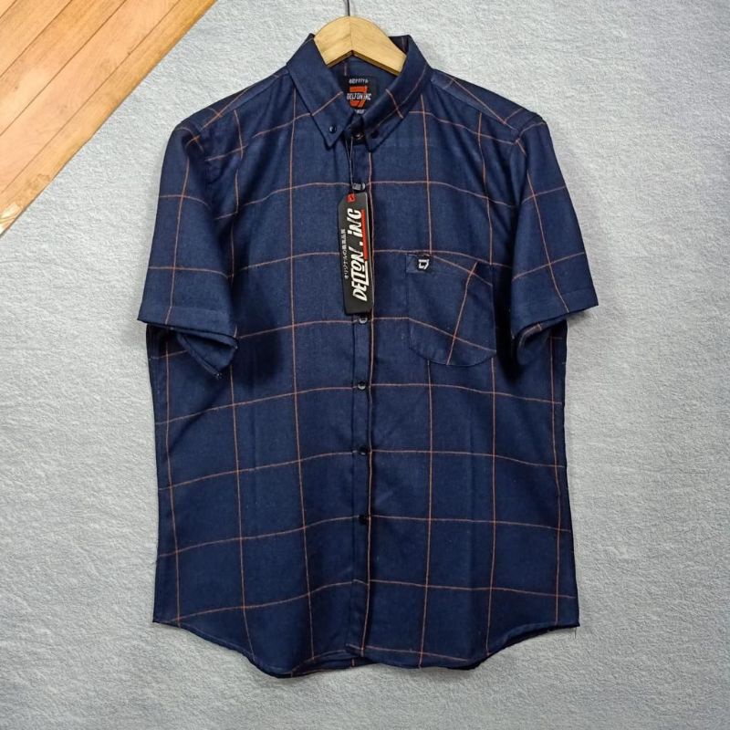 Big size Jumbo XXL Dan XXXL kemeja flanel lengan pendek model slimfit