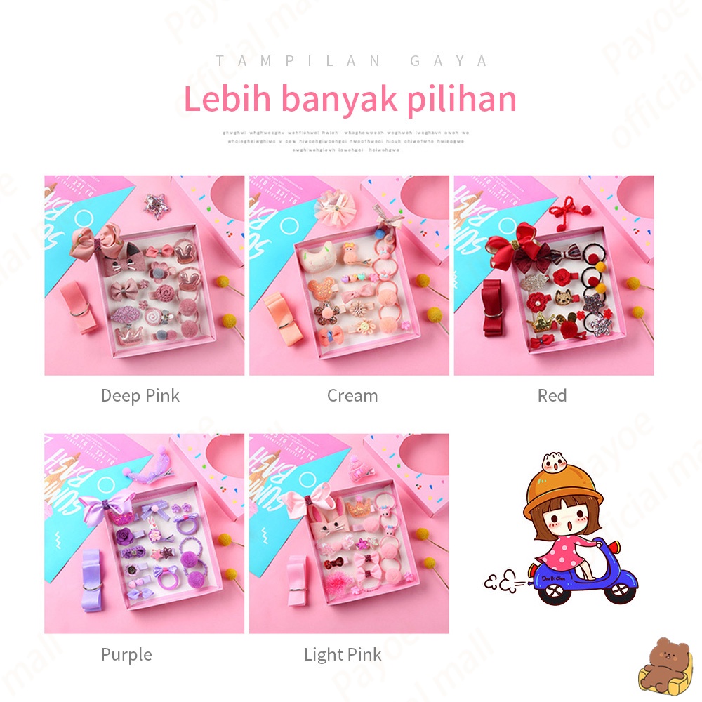 [rumahbayipdg] jepit rambut anak korea 18in1 dengan kotak set ikat rambut anak