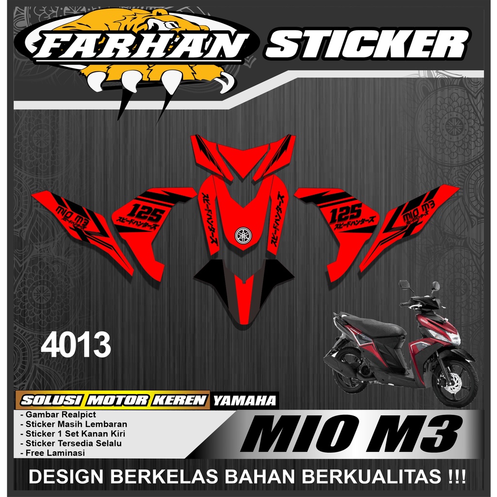 f4013 Decal Stiker Motor Mio M3 FullBody Desain Grafis - Decal Sticker Mio M3 List Hitam Full body