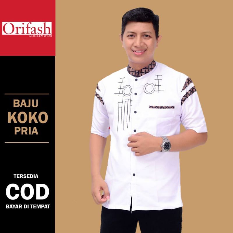 Koko pria baju muslim dewasa lengan panjang koko busana muslim bahan katun halus