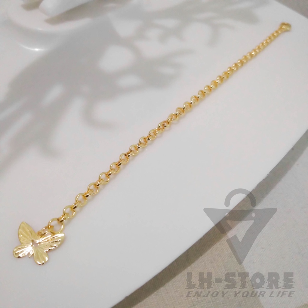 Gelang Tangan Karakter Wanita Rhodium Nori Polos 18 Karat Terbaru