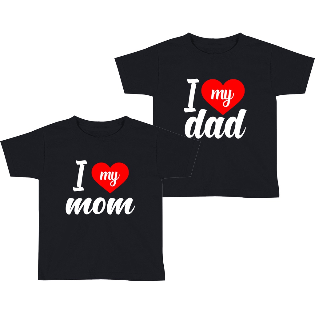 Kaos Couple Distro 1-10 Tahun Laki Laki Perempuan Unisex Sibling Tee Series Motif I Love Mom I Love Dad Kaos Sayang Ibu Sister Brother Kaos Kembar Kaos Seragam KAOS POLOS SENJA