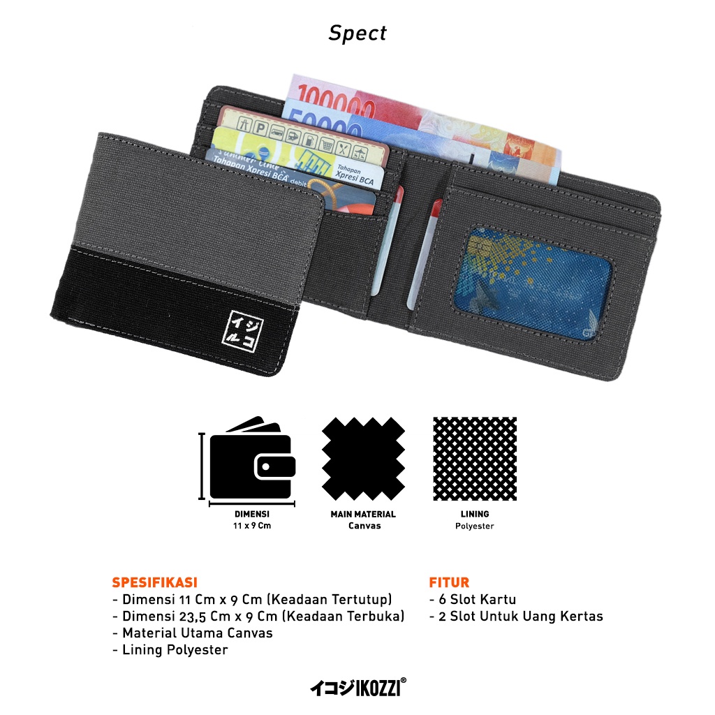 Ikozzi Prone Wallet - Dompet Canvas