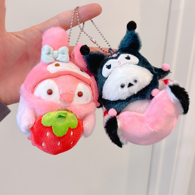 【Ready Stock】Penguin Cross Dressing Sanrio Plush Pendant Soft Stuffed Doll Keychain Kids Gift