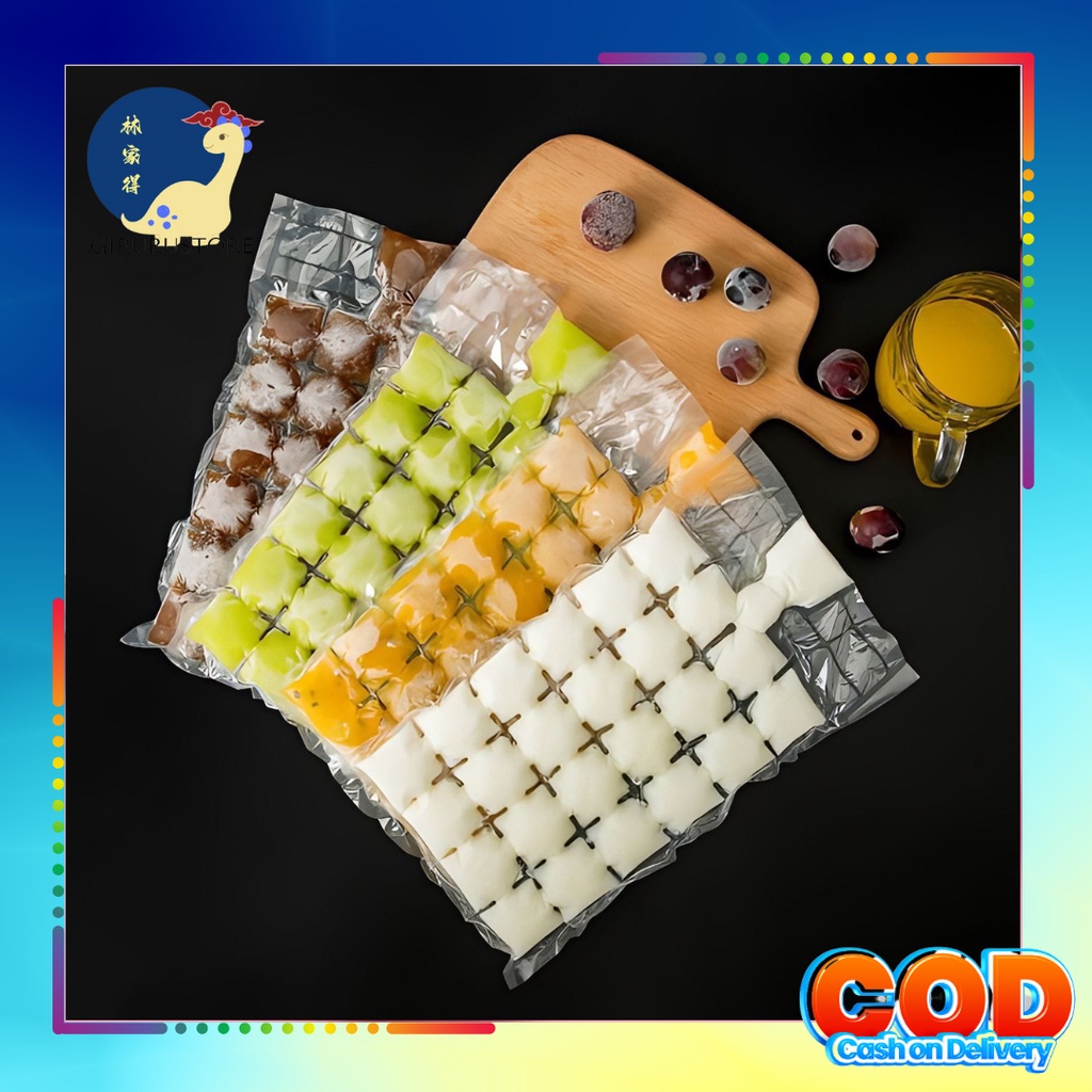 Kantong Cetakan Es Plastik untuk 24 Es Batu Disposable Ice Making Bag Food Grade / Pembuat Es Batu / Penyimpan Es / PLASTIK CETAK ES BATU SYRUP 1 PCS / KANTONG PEMBUAT ES BATU SEKALI PAKAI ICE BAG CUBE MAKER / PEMBUAT ES DISPOSABLE ICE MAKING BAG FOOD