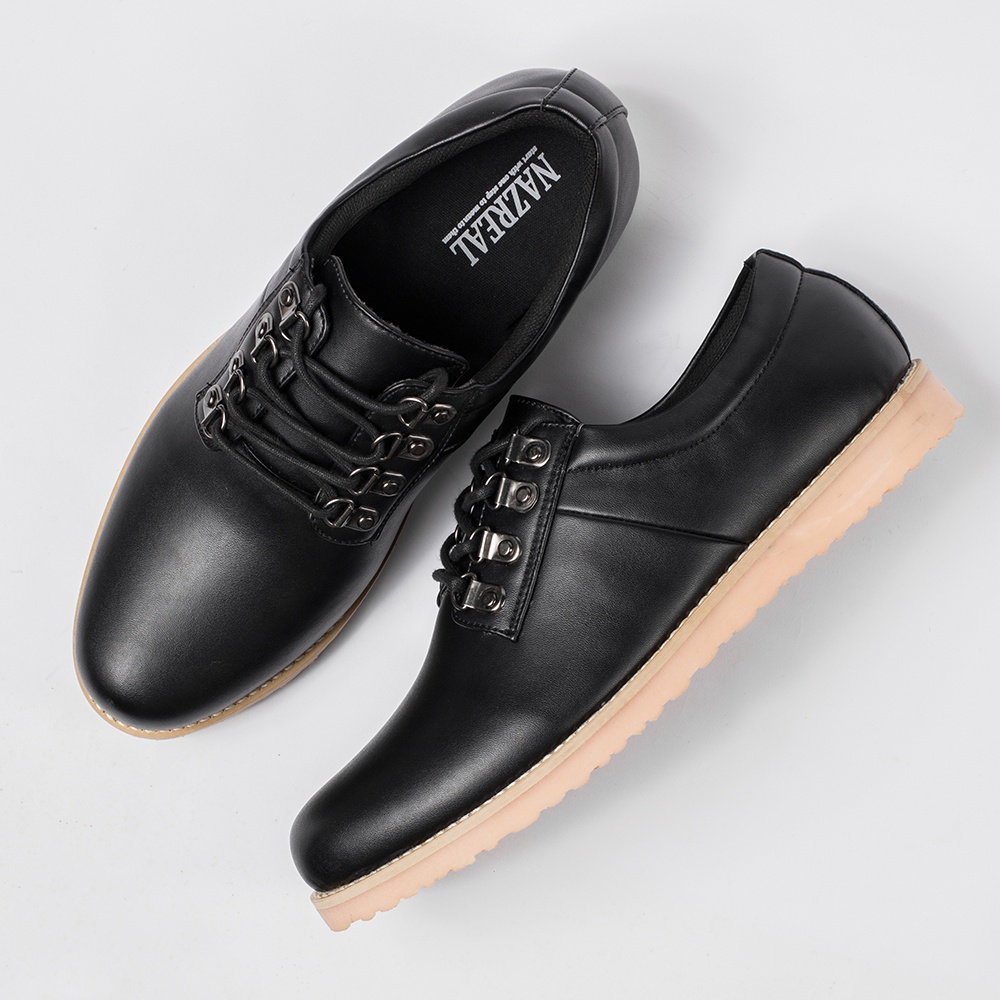 QLEON BLACK |ManNeedMe x NAZ| Sepatu Pria Casual Pantofel Formal Shoes ORIGINAL