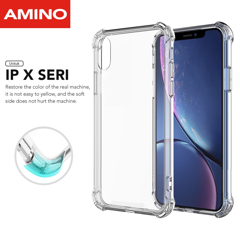 AMINO Anti Shock Untuk Iphone X XS XR XS MAX Case Transparan Bening Acrylic Clear Perfect Fit Casing